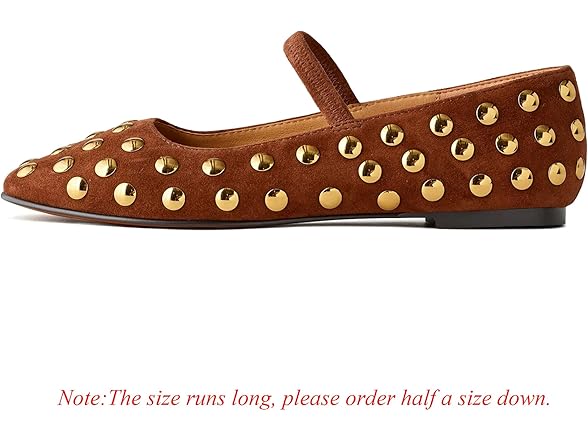 Yellhum brown stud ballet flats