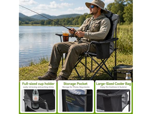 Aohanoi 2 Pack Black/Grey Camping Chairs