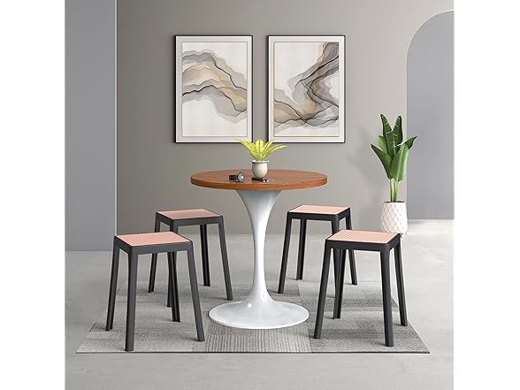 LeisureMod Square Plastic Dining Stool