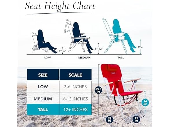 CARIBBEAN JOE  Beach Chair, 4 Position (Red)