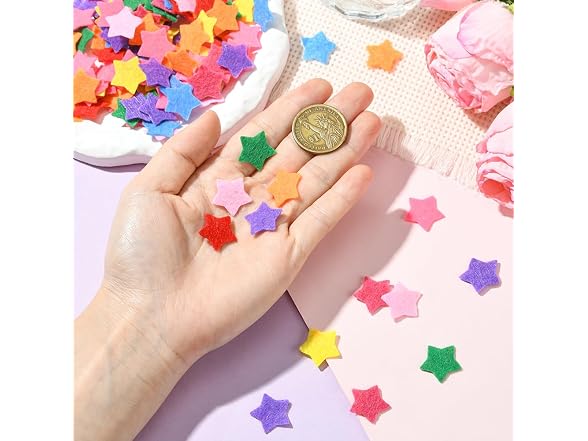 SUNNYCLUE 1 Box 300Pcs Star Felt Shapes