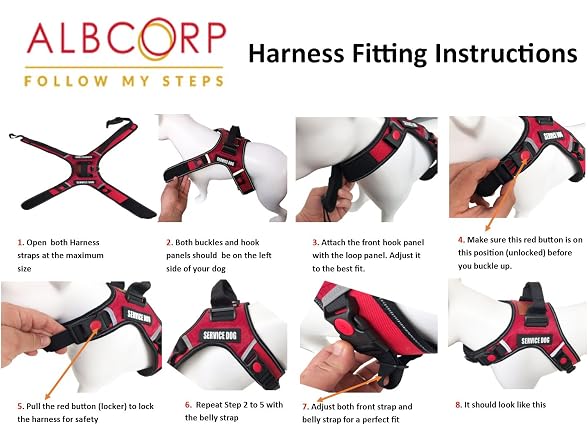 ALBCORP Reflective Service Dog Vest Harness -