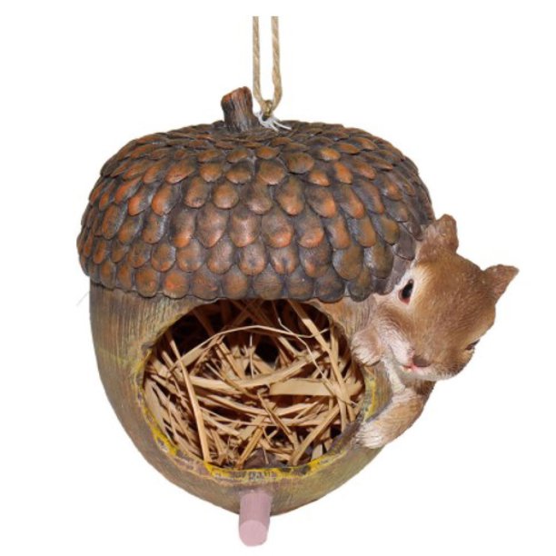 5" Resin Acorn and Squirrel Bird House - Gallery 2