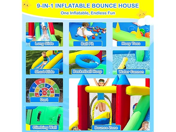COCOFISH 9 in 1 Inflatable Bounce House