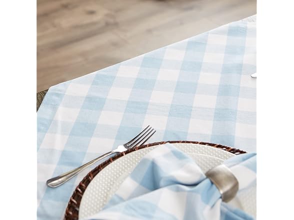 DII Buffalo Check Tablecloth 60x120 Lt Blue