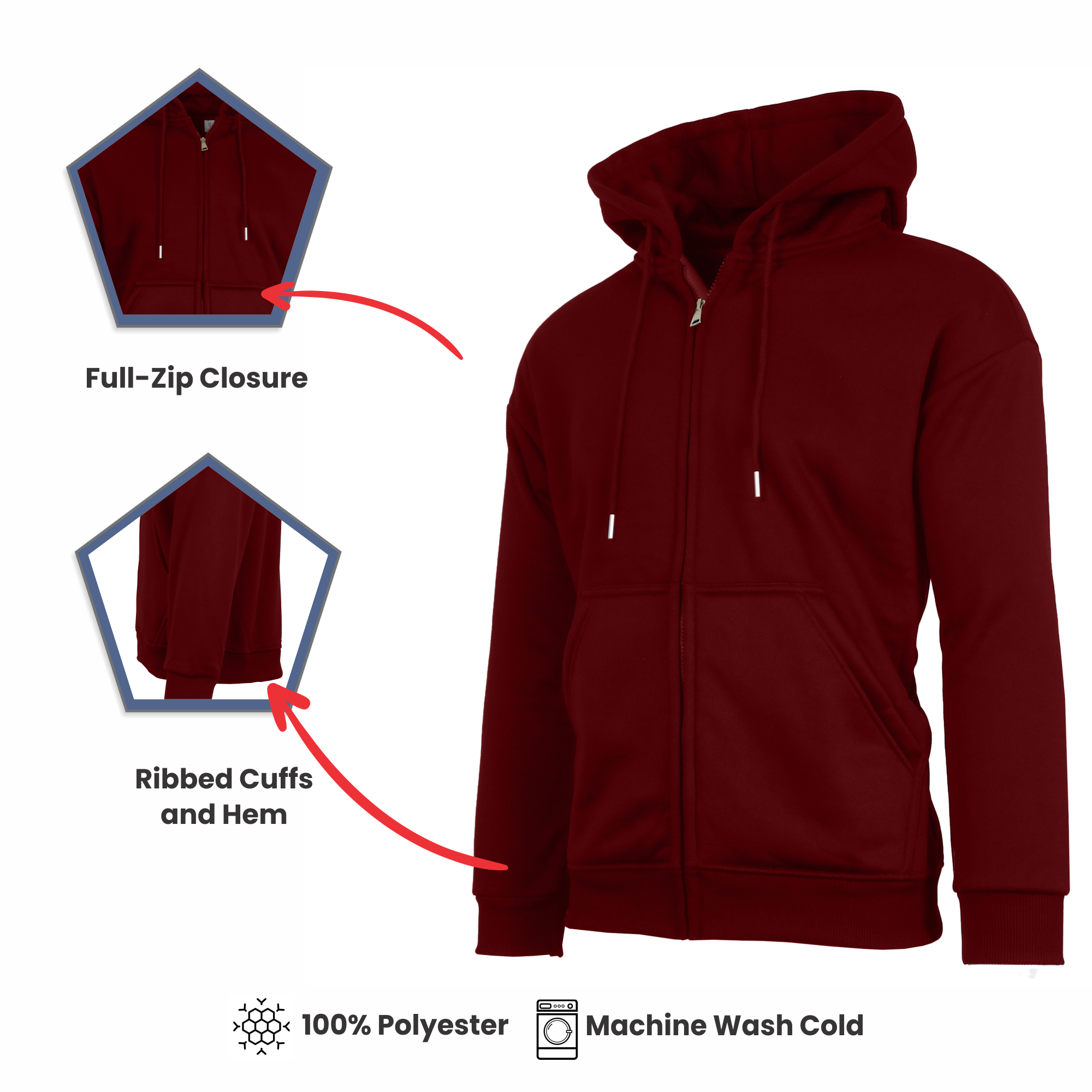 3Pk Womens Sherpa-Lined Full Zip Hoodie - Gallery 12