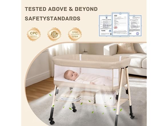 Bolmen Beige Baby Bassinet Bedside Sleeper