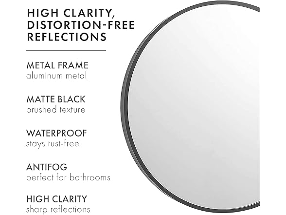Black Round Bathroom Mirror Circle Wall