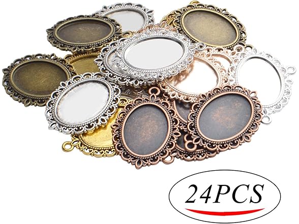 Jdesun Bezel Trays,24pcs Oval Pendant