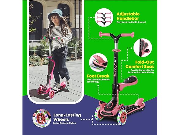 3 Wheel Scooter for Kids with Foldable Seat