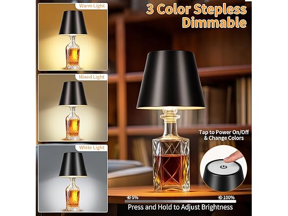 Black Wireless Bottle Lamp