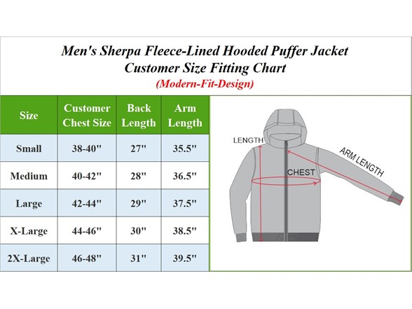 Mens Sherpa Fleece-Lined Hooded Puffer Jacket