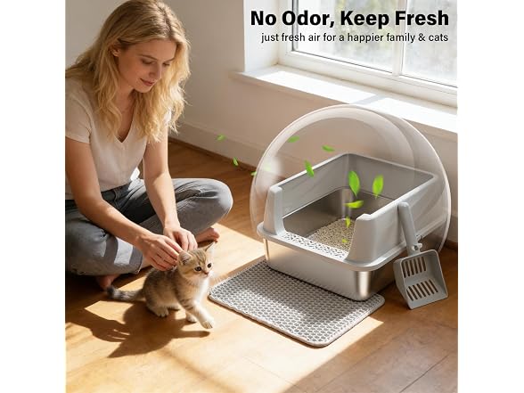 Exovyn Stainless Steel Litter Box with Lid