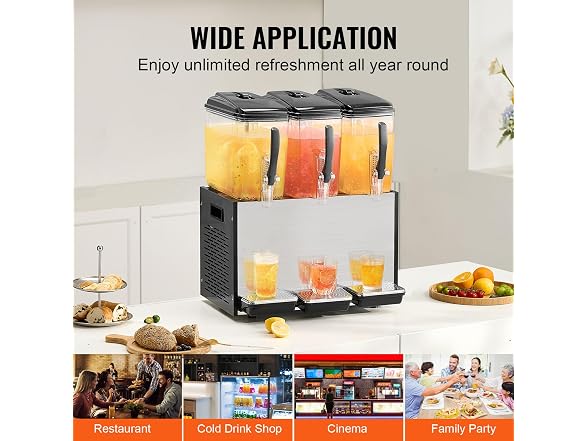 Commercial Beverage Dispenser, 3 Tanks 12 L