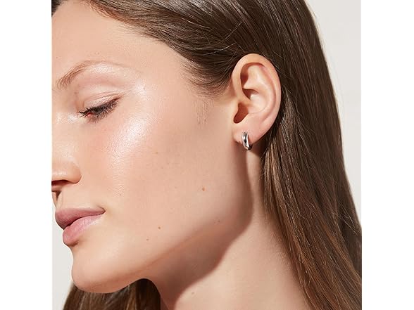 Ana Luisa Giulia Huggie Earrings Rhodium