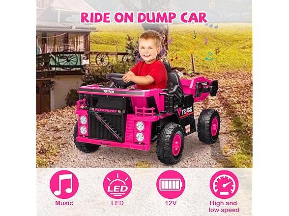 12V Ride On Dump Truck Pink