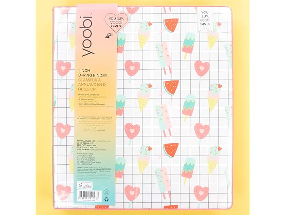 Yoobi | 1 Inch Binder, Popsicle | Holds Up to