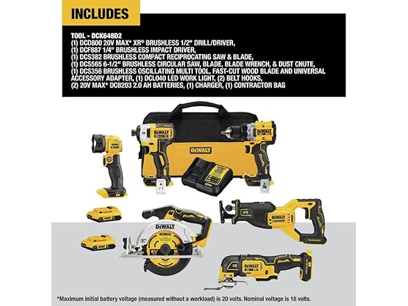DEWALT DCK648D2 20V MAX* XR Cordless Combo Kit