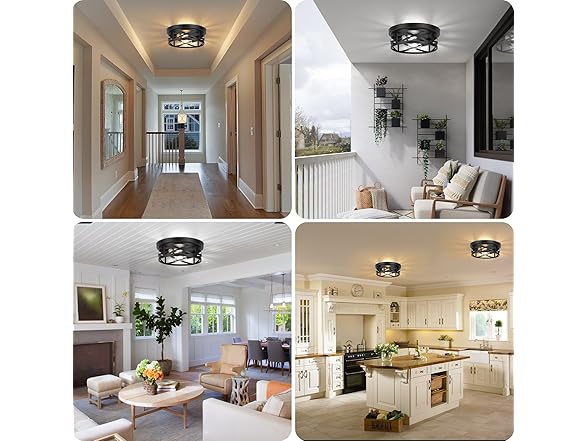 Bosceos 2-Light Flush Mount Ceiling Light Fixtures, 2-Pack Farmhouse