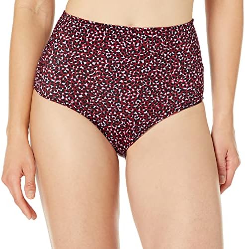 Amazon Essentials Women's High Waist Swim Bottom, Brick Red Leopard, X-Small