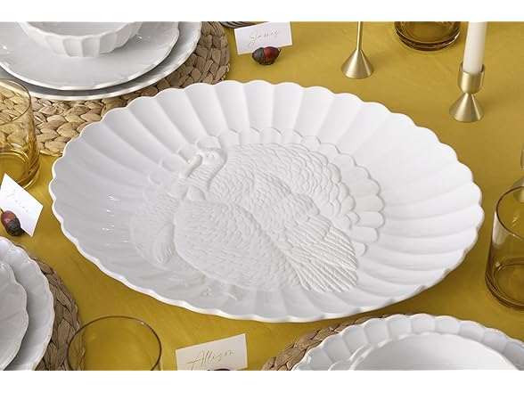Lenox Serveware, Lenox French Perle Carved Turkey Platter, Scalloped