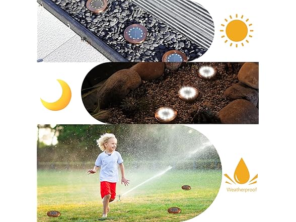 JKIMK Solar Ground Lights Outdoor Water