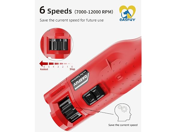 Casfuy Red Quiet 6-Speed Dog Nail Grinder