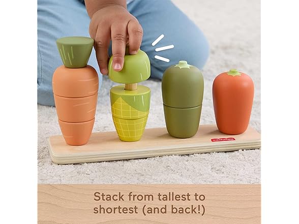 Fisher-Price Wood Toddler Toy Veggie Stacker
