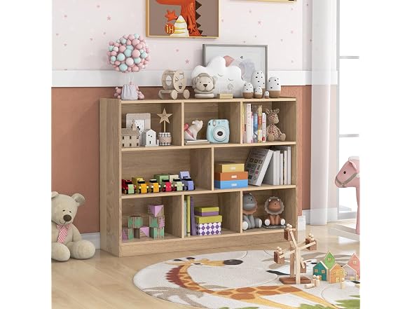 HOMGX Kids Montessori Shelf, 8-Cube Wooden Organizer