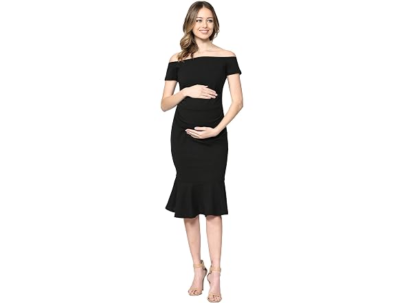 LaClef Women (XL) Off Shoulder Maternity Hem Dress