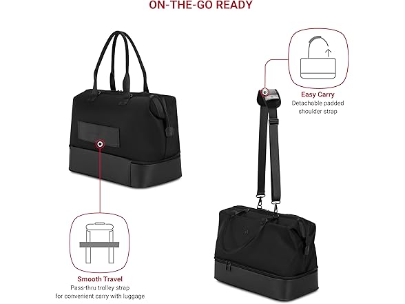 SwissGear 7366 Signature Hardside Luggage Weekender Tote, Black, 2-Piece Set 