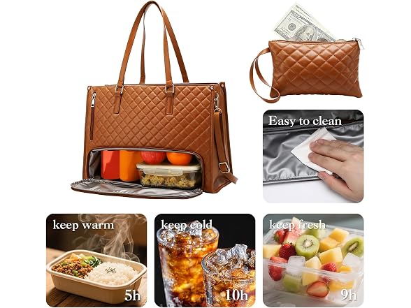 PU Leather Lunch Bag Work Tote Bag