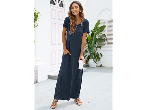 Hount Women (L) Dresses Casual Summer Maxi Pockets