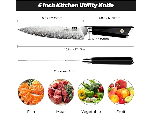 SHAN ZU 6" Damascus Chef Knife