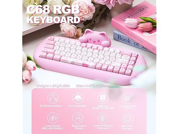 YUNZII C68 Wireless Mechanical Gaming Keyboard