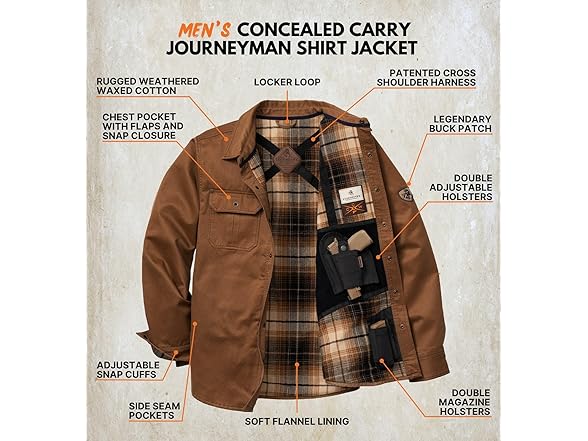 Legendary Whitetails Mens Conceal Carry Shirt Jacket (LBT)