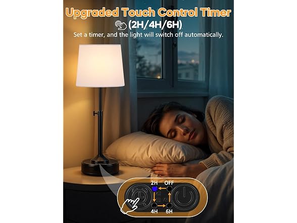 Yochoice Cordless Table Lamp, Adjustable Black