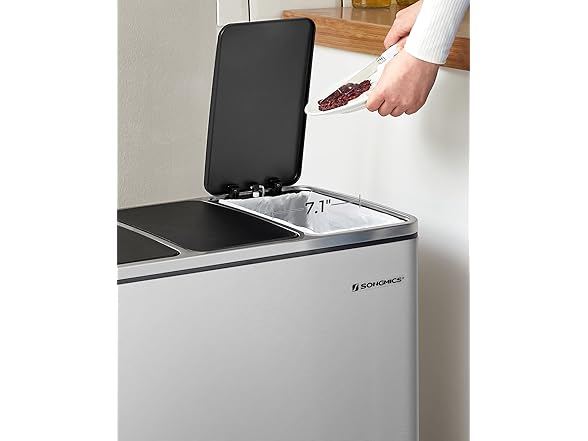 SONGMICS Trash Can, 3 x 4.8 Gallon Garbage Can
