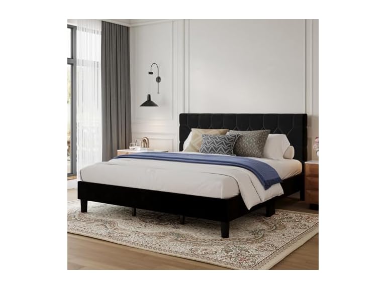 Avenco King Size Bed Frame, Upholstered Platform Bed Frame
