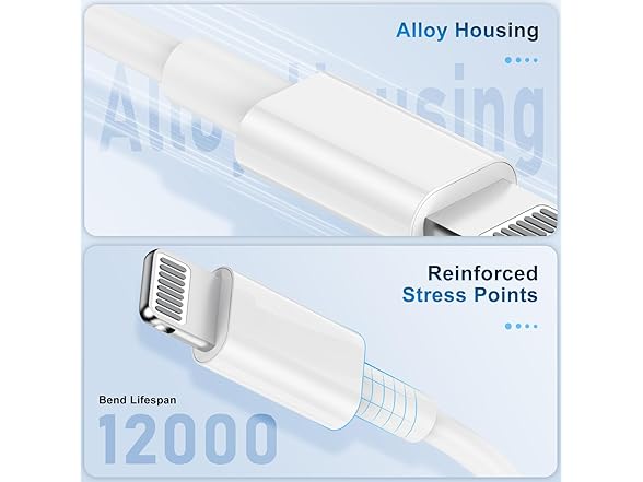(5 PACK) TUMABER 10FT MFi Certified Lightning Charging Cables