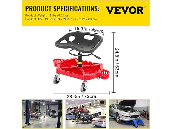 VEVOR Rolling Garage Stool