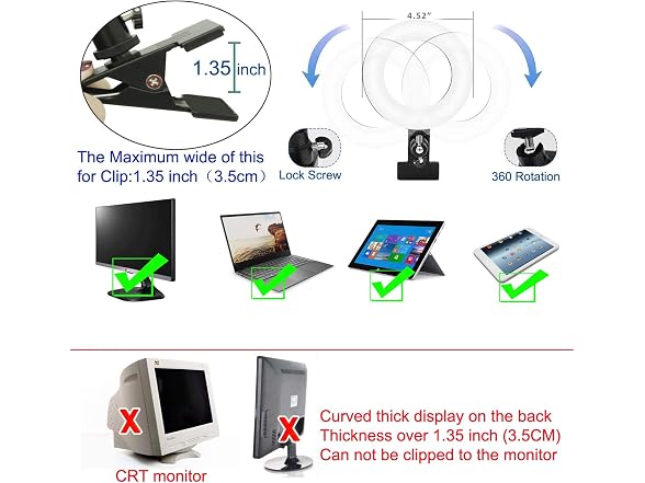 5 Dimmable Ring Light Clip On 2-Pack