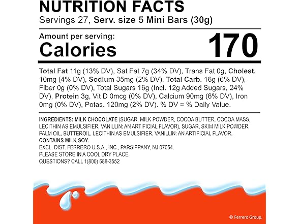 Kinder Choc Mini Bars Milky Filling 29oz