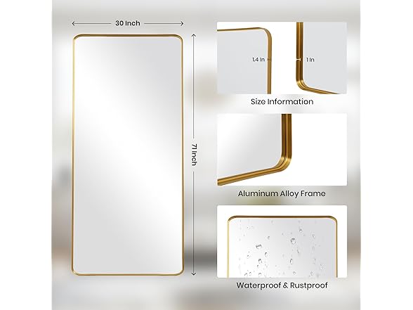 Anpark Full Length Gold Rectangle Mirror