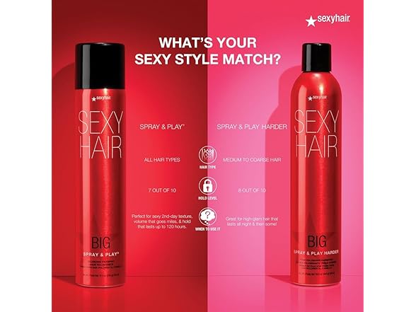 (2 Pack) Sexy Hair Spray & Play Harder Firm Volumizing Hairspray, 10 oz