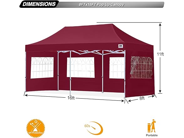 ABCCANOPY Winter Gazebo 8x16 Burgundy