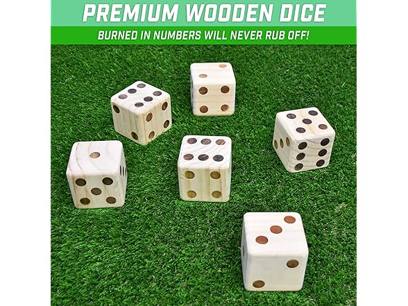 GoSports Giant Wood Playing Dice Set 3.5"