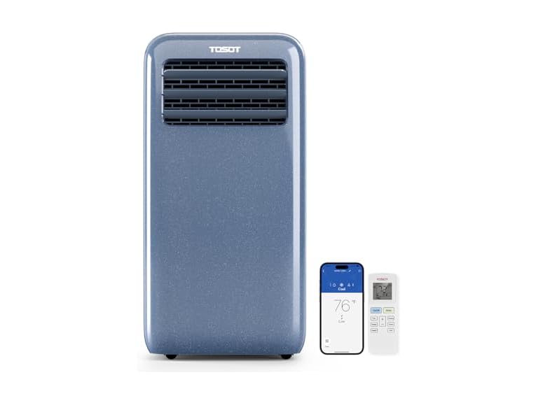 TOSOT 12,000BTU (8,000 BTU SACC) Portable Air Conditioner WiFi Control, 3-in-1 Portable AC, Dehumidifier, Fan for Large Rooms Up to 400 sq ft, Easy Installation, AOMI Series, Steel Blue