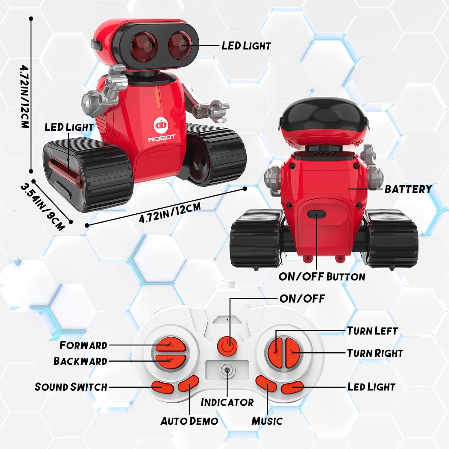 UFLYTOO LA RC Robot Toy w/ LED Eyes Music & Dance - Gallery 12