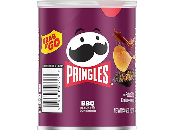 Pringles Potato Crisps Chips, BBQ 1.4 oz Can